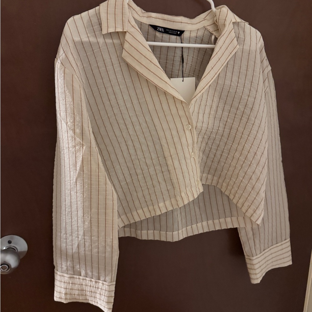 Zara Cream Striped Women's Top